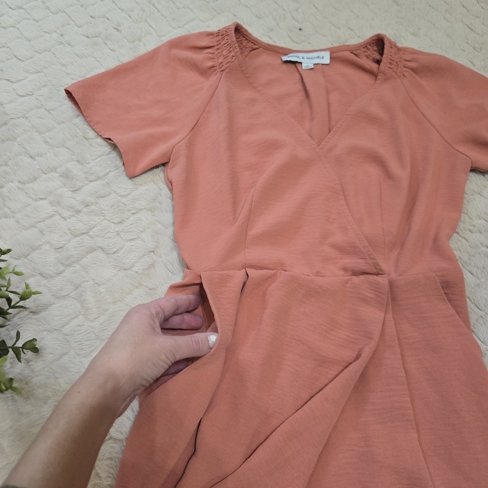 Emma & Michele Coral Short Sleeve Jumpsuit, Size Small - Picture 9 of 10